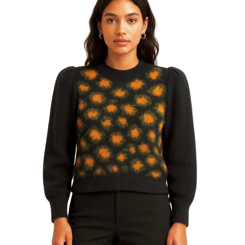 Molly Bracken Patterned Black / Orange Sweater size L